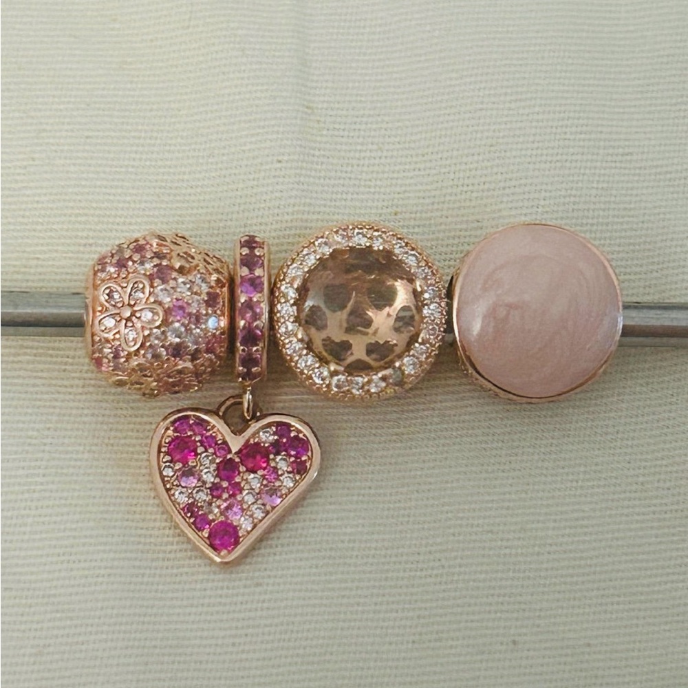 Pink Charm Bead Jewelry fits Pandora Style Bracelets, 925 Silver
